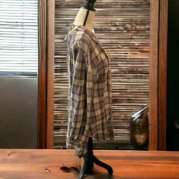 Free People American Pie Patchwork Kimono Duster Gray Black Purple OS - Picture 3 of 9